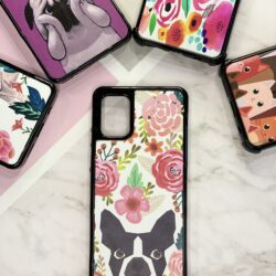 Funda Rigida Frenchie Floreado Samsung - Motorola - Xiaomi