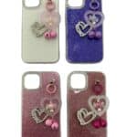 Fundas Glitter con Charms Colgante de Cascabel