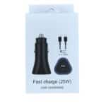 Cargadores de Auto + Cable C to C 25W